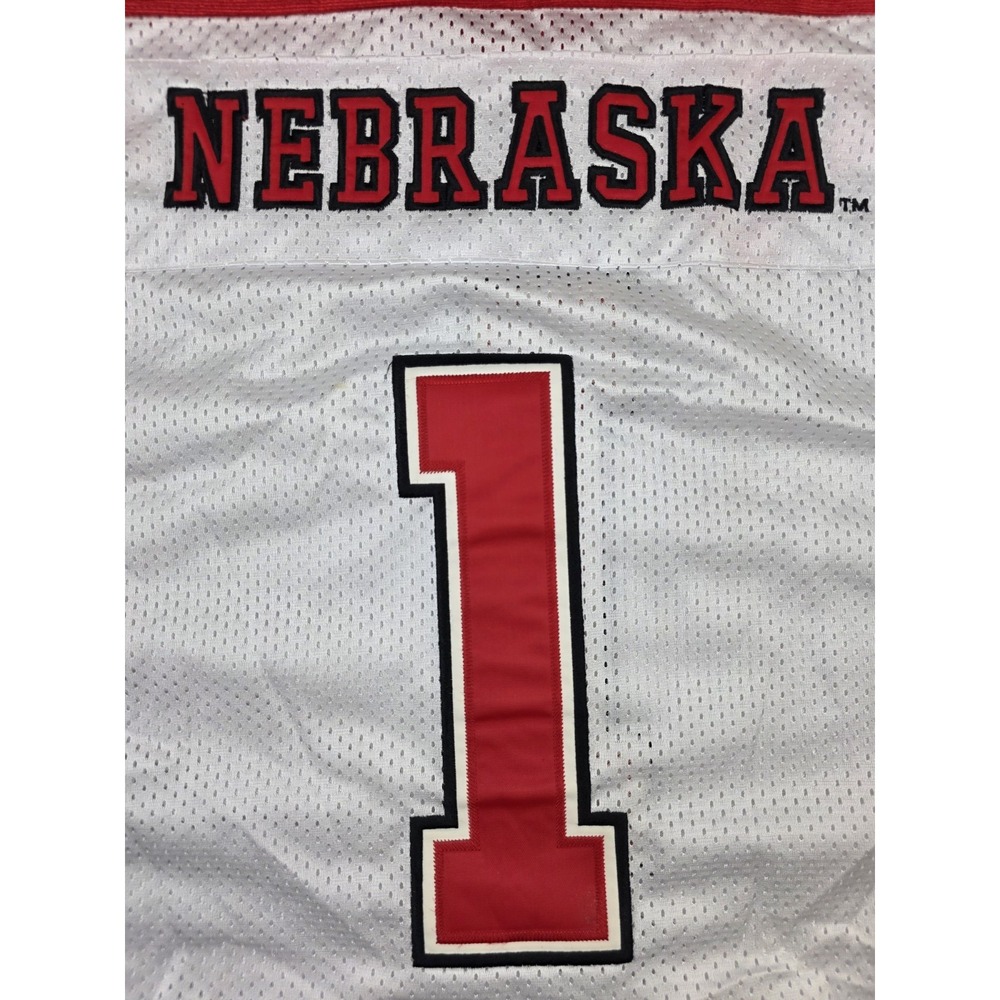 NWT Vintage Nebraska Cornhuskers Football White Jersey Stitched Mens L #1 NCAA - Picture 9 of 11